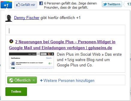 pluseins-button-teilen