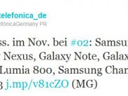 Im November bei o2: Samsung Galaxy Nexus, Galaxy Note, Wave 3 & Nokia Lumia 800