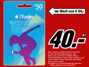 Angebot bei Media Markt: 50 Euro iTunes-Karte für 40 Euro Angebot bei Media Markt: 50 Euro iTunes-Karte für 40 Euro