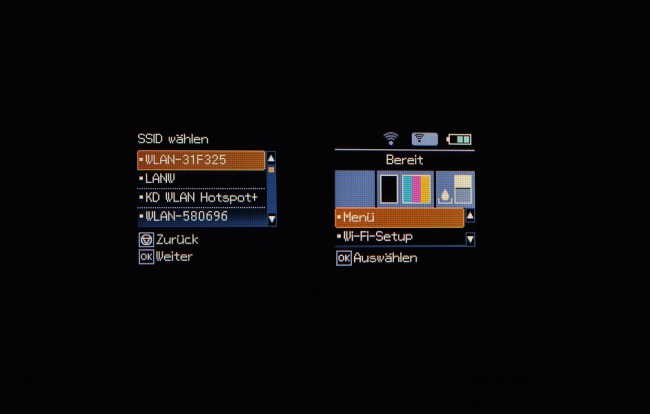 epson wf 100w display