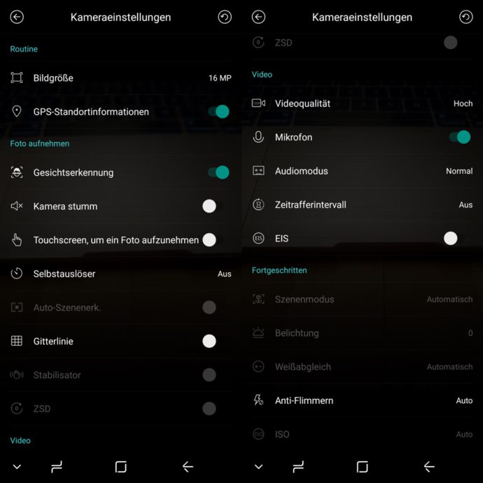 Meiigoo S8 Kamera Einstellungen