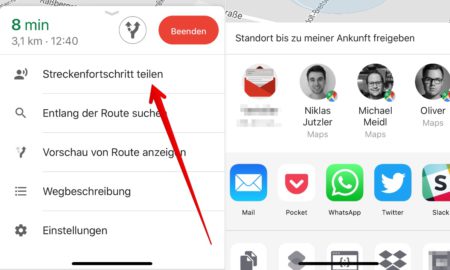 Streckenfortschritt Maps Teilen Google