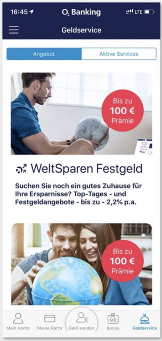 O2 Banking Weltsparen