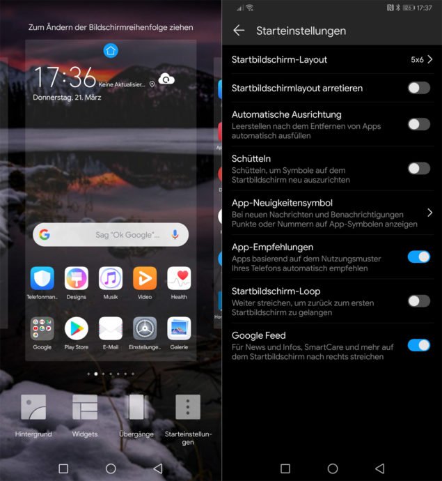 Microsoft Launcher 5.3 Einstellungen