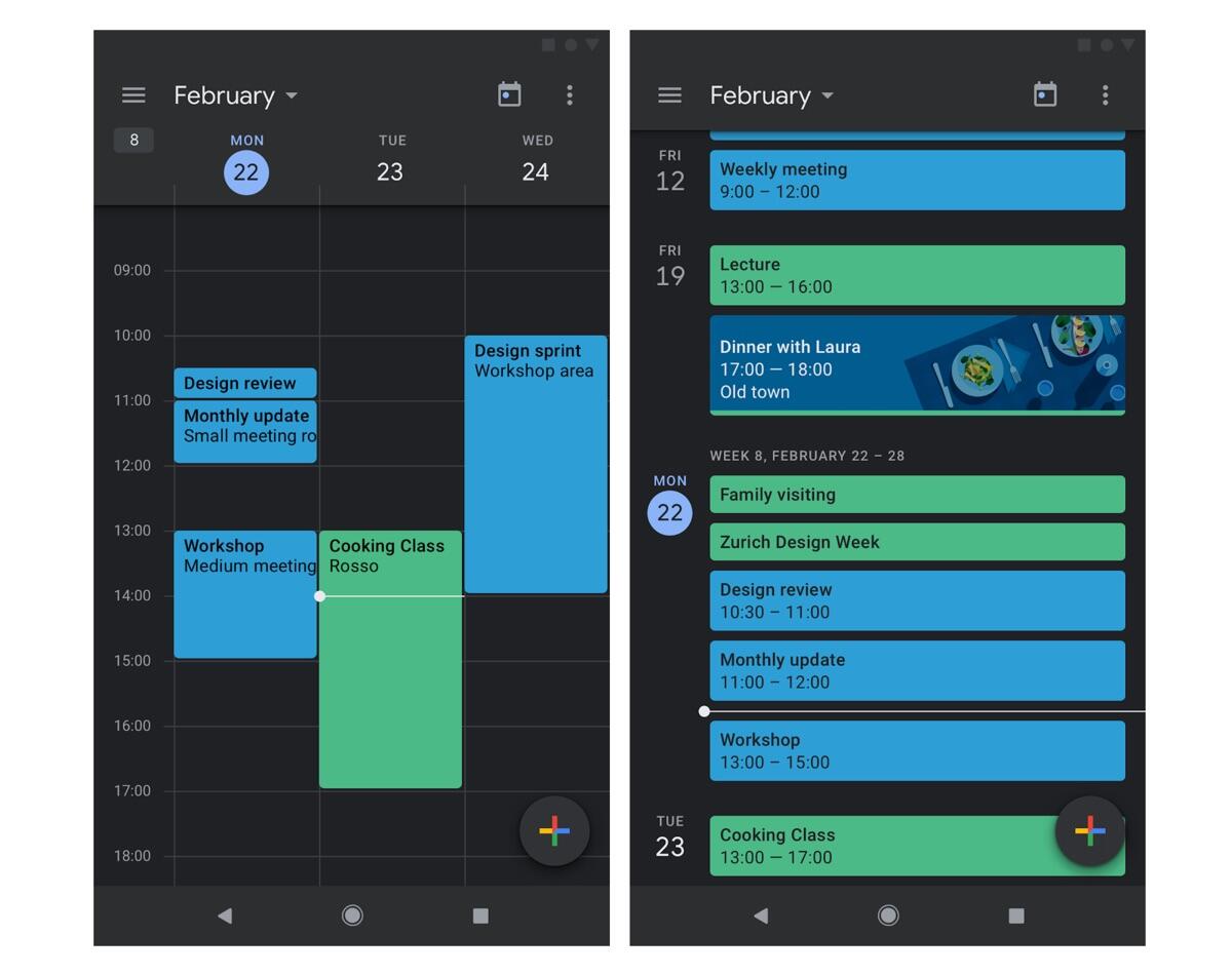 Google Kalender Dark Mode