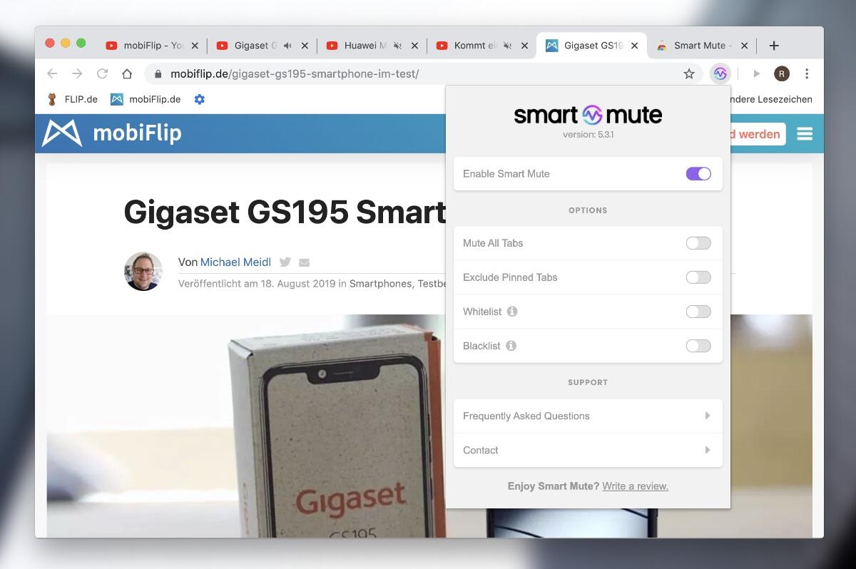 Smart Mute schaltet inaktive ChromeTabs stumm
