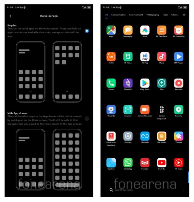 Xiaomi Miui 11 App Drawer