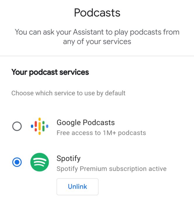 Google Assistant Podcasts Spotify
