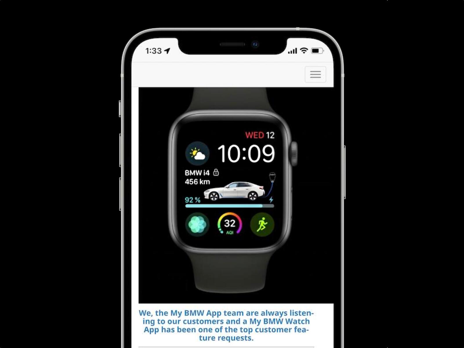 BMW-App wird wohl mit dem i4 für die Apple Watch kommen