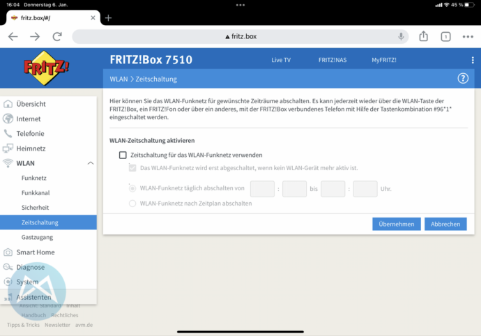 Wlan Zeitschaltung Avm 7510