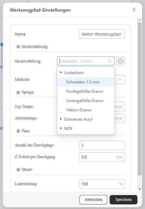 Snapmaker Laser Einstellungen