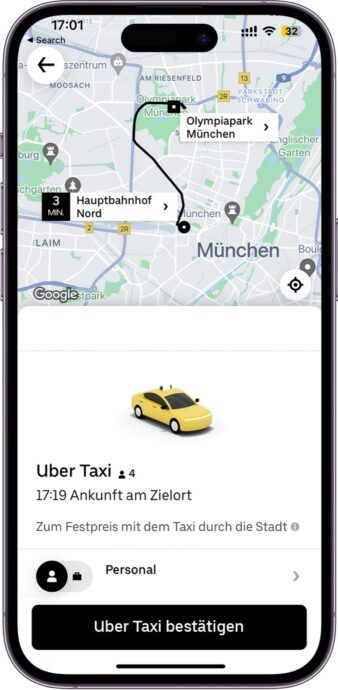 Taxi Zum Festpreis In München Über Die Uber App