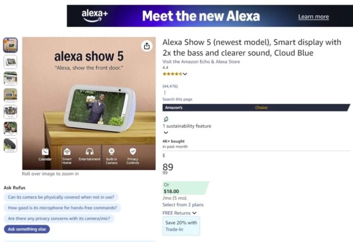 Alexa Show 5 Amazon Seite