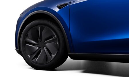 Tesla Model Y Deep Blue Metallic Detail